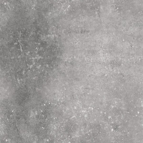 Albendo, vloeren specialist - De Vloertegel / Wandtegel Terra Taupe 90x90cm heeft een grijze betonlook met een ruwe, gestructureerde afwerking, verspreide witte spikkels en subtiele schaduwvariaties.