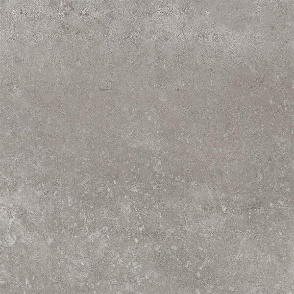 Albendo, vloeren specialist - De Vloertegel / Wandtegel Nexus Pearl Mat 90x90cm heeft een subtiel grijs gestructureerd oppervlak met kleine barstjes en verspreide lichtere en donkere vlekken, wat doet denken aan ruw beton.