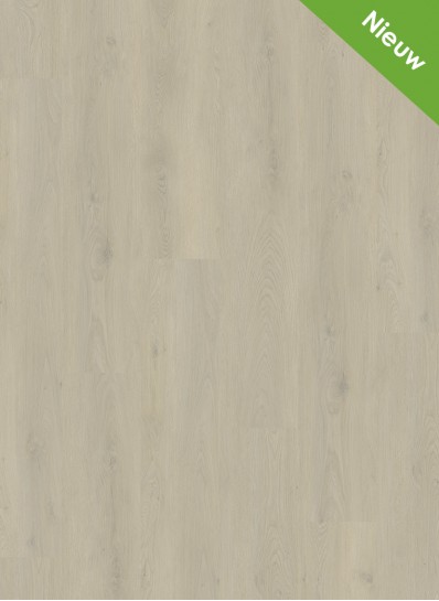 Albendo, vloeren specialist - Click PVC 2800 (harde klik) Desert heeft een lichtgekleurde houten vloertextuur met subtiele nerfpatronen. Een groene hoekbanner rechtsboven toont "Nieuw" om aan te geven dat dit item nieuw is.