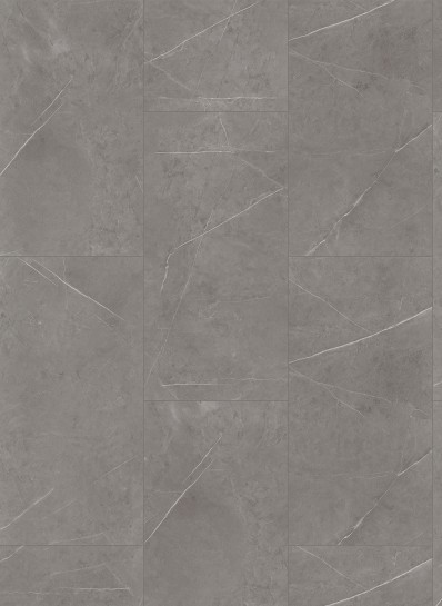 Albendo, vloeren specialist - Click Tegel PVC 5500 (rigid click) Marble Grey bestaat uit grijze tegels met steenlook en een matte afwerking, subtiele witte adering en zachte textuurvariaties voor een moderne en verfijnde esthetiek.