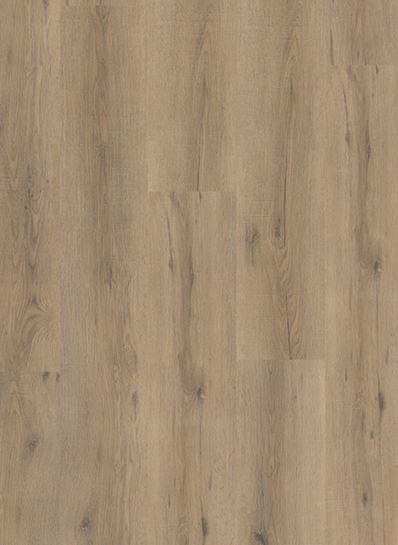Albendo, vloeren specialist - Click PVC 5600 (harde klik) Gerookt Eiken Licht heeft warme lichtbruine tinten, een natuurlijk nerfpatroon met subtiele knoesten en een gladde textuur. Geïnstalleerd in een verspringende lay-out creëert het een gezellige en uitnodigende look voor elke ruimte.