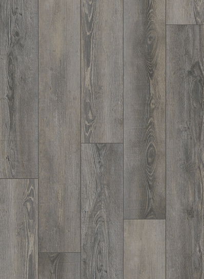 Albendo, vloeren specialist - Close-up van Click PVC 5604 (harde klik) Olympia Pine Natural vloerplanken in een verspringend patroon, met zichtbare houtnerven en knoesten voor een rustieke look.