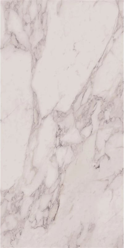 Albendo, vloeren specialist - De Vloertegel / Wandtegel Kale Arabesque Wit 60x120cm heeft een witte marmeren look met subtiele diagonale grijze adering en voegt natuurlijke elegantie en textuur toe aan elke ruimte.