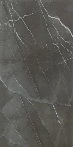 Albendo, vloeren specialist - De Vloertegel / Wandtegel Kale Elegant Grey 60x120cm heeft een donkergrijze marmeren look met witte en lichtgrijze aderen die diagonaal lopen, waardoor elke ruimte een natuurlijke en elegante uitstraling krijgt.